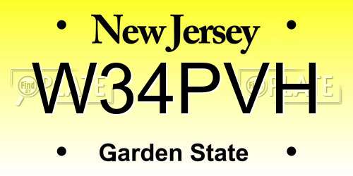 W34PVH New Jersey License Plate