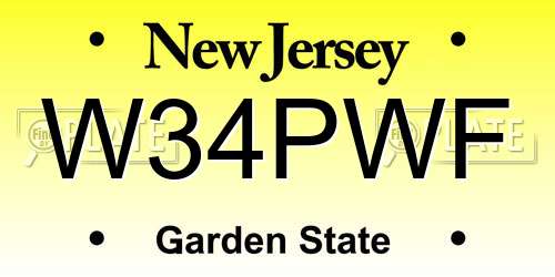 W34PWF New Jersey License Plate