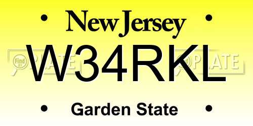 W34RKL New Jersey License Plate