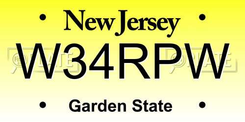 W34RPW New Jersey License Plate