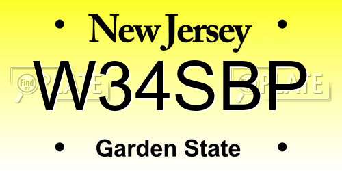 W34SBP New Jersey License Plate
