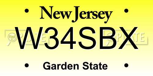 W34SBX New Jersey License Plate