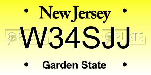 W34SJJ New Jersey License Plate