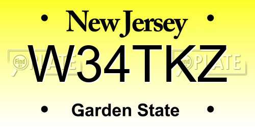 W34TKZ New Jersey License Plate