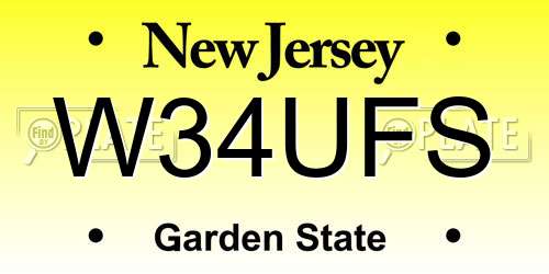 W34UFS New Jersey License Plate