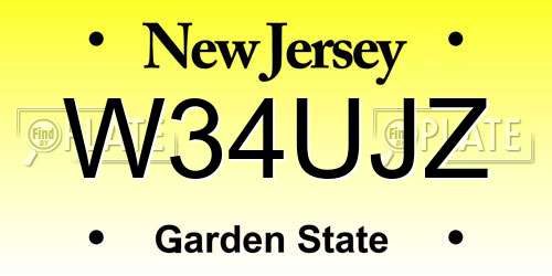 W34UJZ New Jersey License Plate