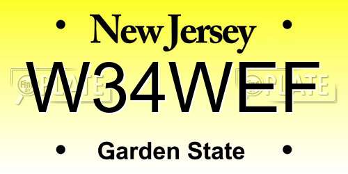 W34WEF New Jersey License Plate