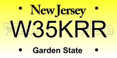 W35KRR New Jersey License Plate
