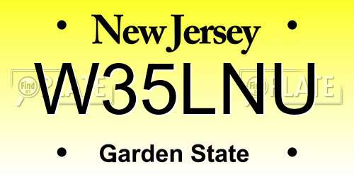 W35LNU New Jersey License Plate