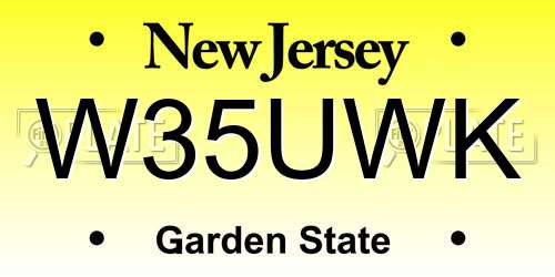 W35UWK New Jersey License Plate