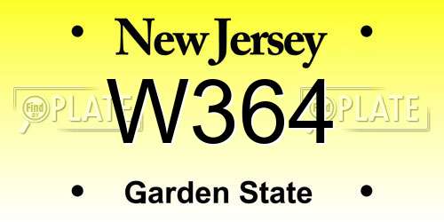W364 New Jersey License Plate