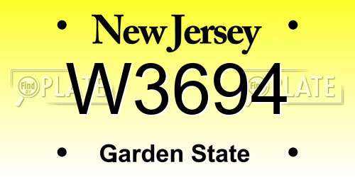 W3694 New Jersey License Plate