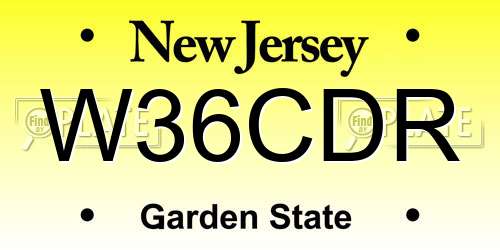 W36CDR New Jersey License Plate