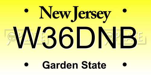 W36DNB New Jersey License Plate