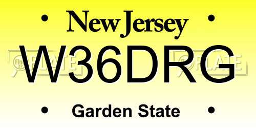 W36DRG New Jersey License Plate