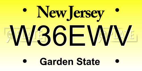 W36EWV New Jersey License Plate