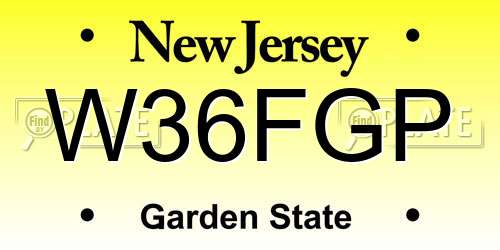 W36FGP New Jersey License Plate