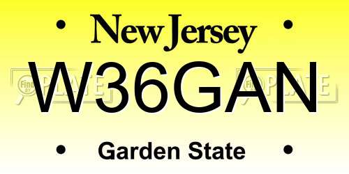 W36GAN New Jersey License Plate