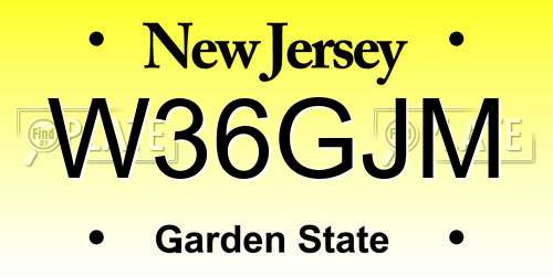 W36GJM New Jersey License Plate
