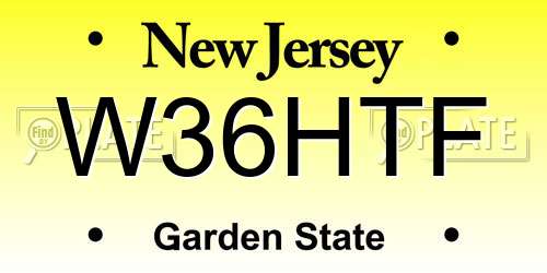 W36HTF New Jersey License Plate