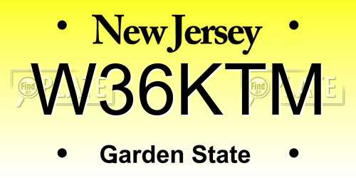 W36KTM New Jersey License Plate