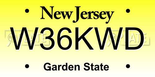 W36KWD New Jersey License Plate