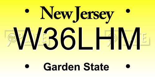 W36LHM New Jersey License Plate