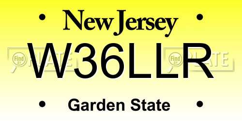 W36LLR New Jersey License Plate