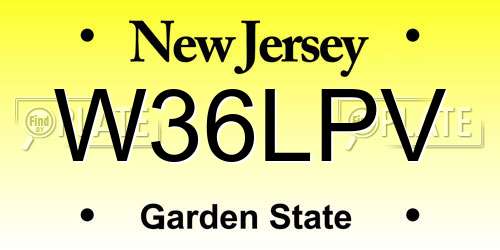 W36LPV New Jersey License Plate
