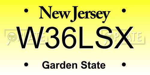 W36LSX New Jersey License Plate