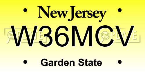 W36MCV New Jersey License Plate