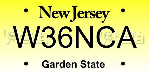 W36NCA New Jersey License Plate