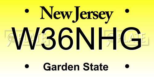 W36NHG New Jersey License Plate