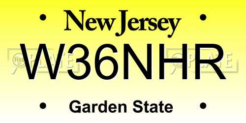 W36NHR New Jersey License Plate