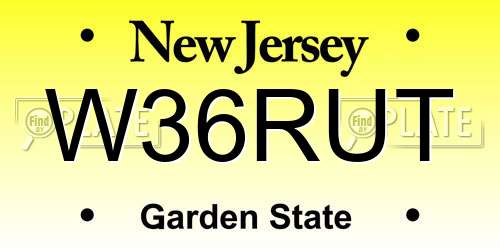 W36RUT New Jersey License Plate