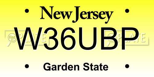 W36UBP New Jersey License Plate