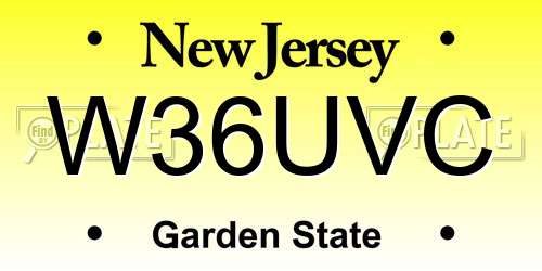 W36UVC New Jersey License Plate