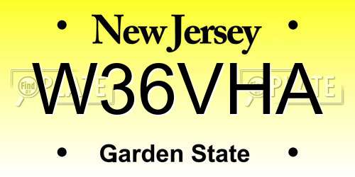 W36VHA New Jersey License Plate
