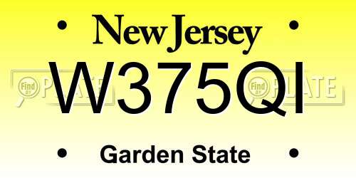 W375QI New Jersey License Plate