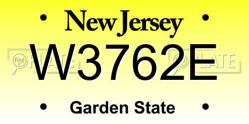W3762E New Jersey License Plate