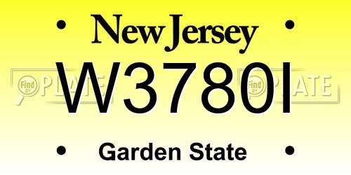 W3780I New Jersey License Plate