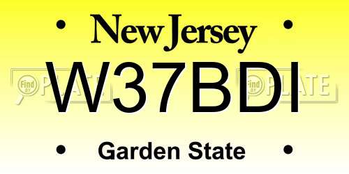 W37BDI New Jersey License Plate