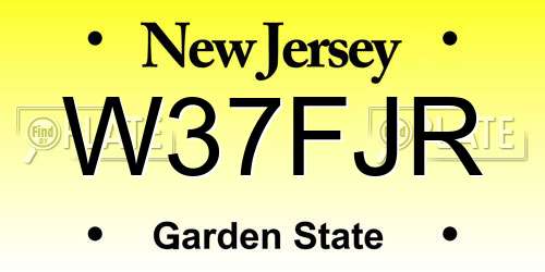 W37FJR New Jersey License Plate