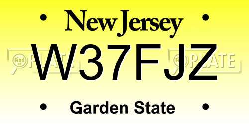 W37FJZ New Jersey License Plate