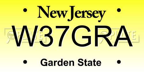 W37GRA New Jersey License Plate