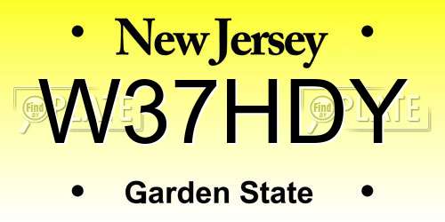 W37HDY New Jersey License Plate