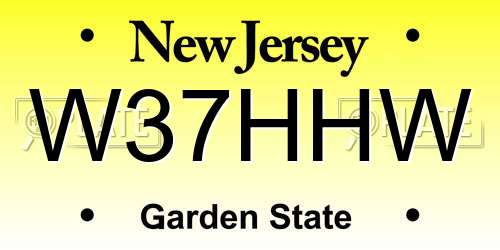 W37HHW New Jersey License Plate