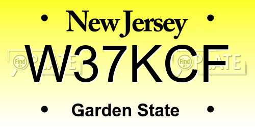 W37KCF New Jersey License Plate