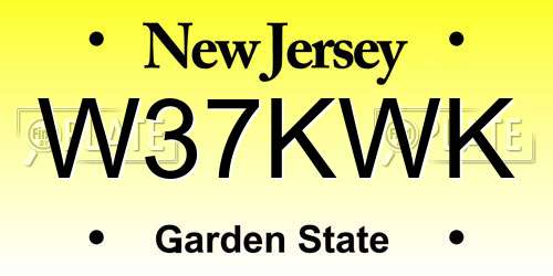 W37KWK New Jersey License Plate