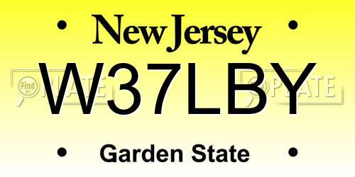 W37LBY New Jersey License Plate